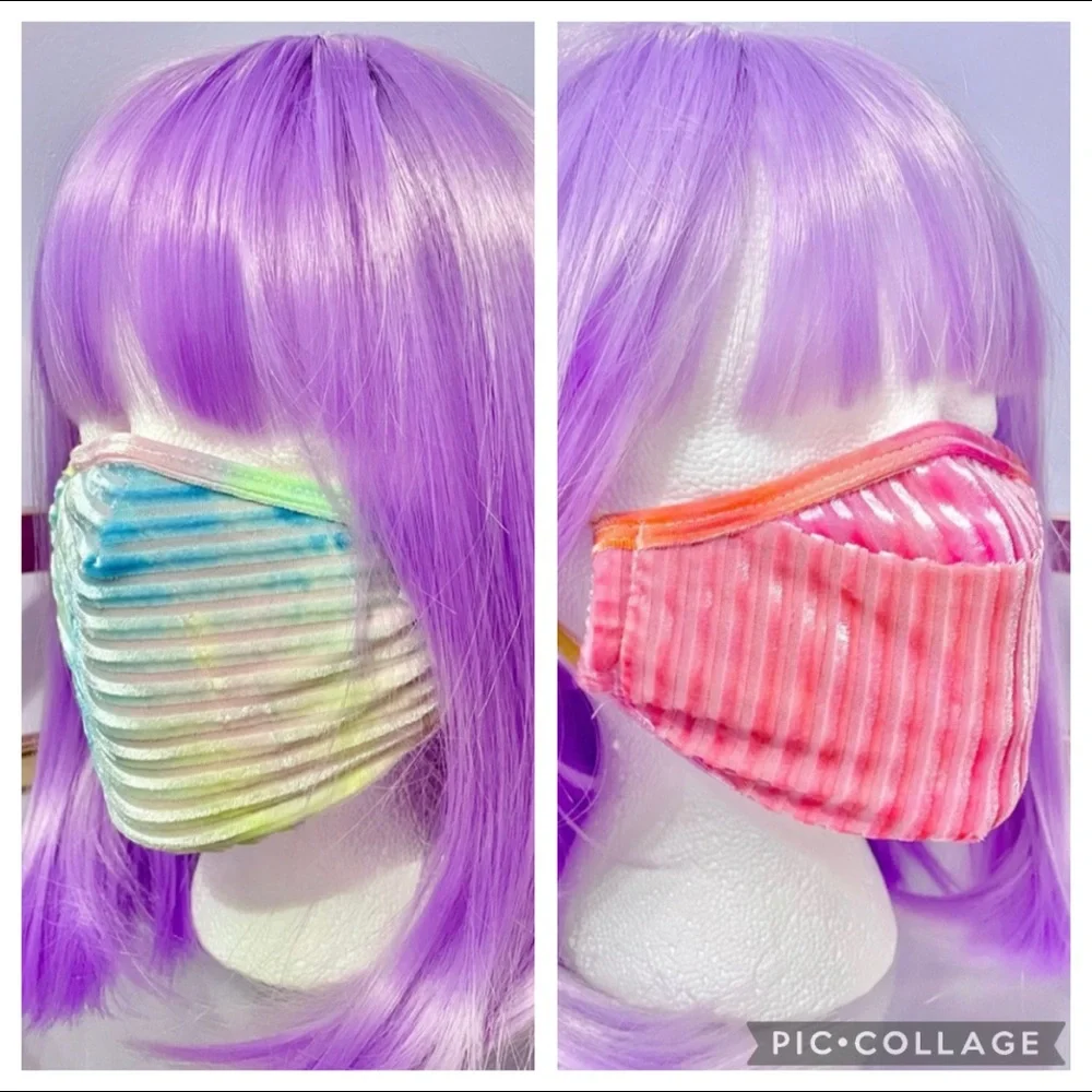 NWT Dolls Kill Rainbow Velvet Face Mask Festival, Rainbow Mask